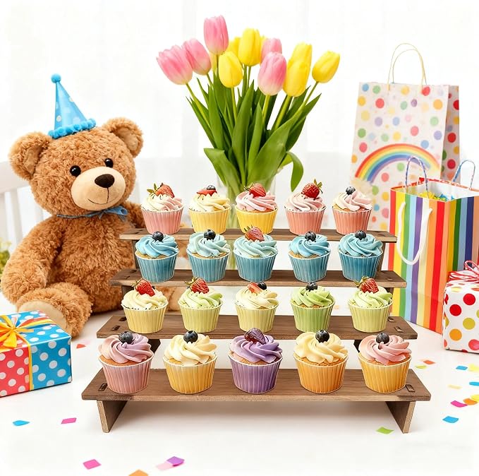 2PCS Cupcake Display Stand - 30s Quick Assembly, Easy Carry&Store | 4 Tier Display Risers for Dessert, Cup Cake, Spice, Candles, Matcha Station, Vendor, Tiered Cupcake Stand