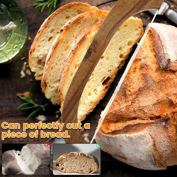 2 Pack Wooden Bread Bow Knife Set,Durable High Carbon Steel Cutting Blade,Multipurpose Slicer for Sourdough, Baguette,Cheese and Fruit,Comes with Screwdriver,Covers & Storage Pouches