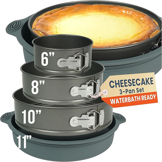 NONSTICK Spring Form Pan for Cheesecake 6/8/10 Inch with SILICONE PROTECTOR for Mess-Free WATER BATH BAKING Without Foil or Parchment Paper - Durable Cheese Cake Pans For Baking Perfect Cheesecake