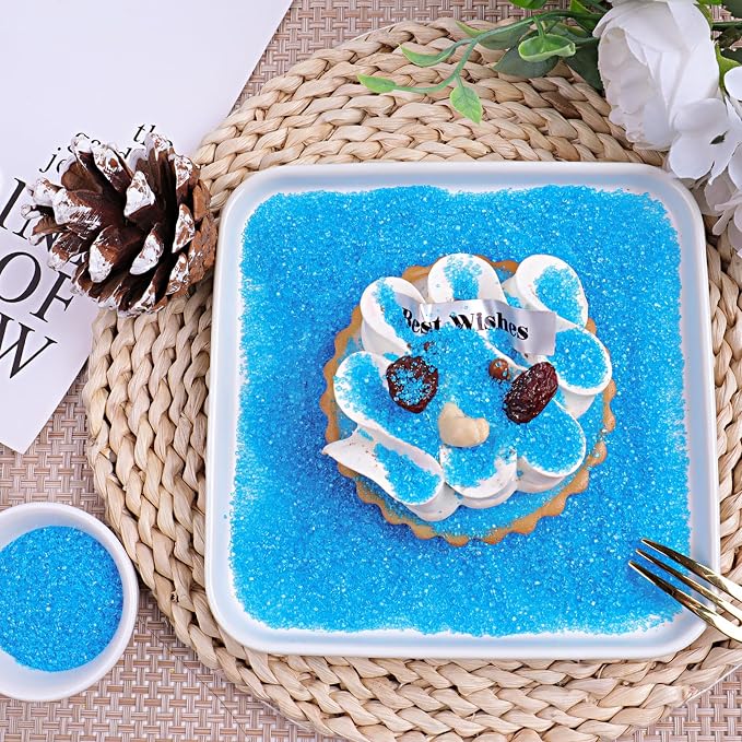 Blue Sanding Sugar for Baking, 6.35oz/180g Edible Blue Sprinkles for Cake Decorating, Sparkling Sugar Crystals for Cupcakes Cookies Dessert Ice Cream