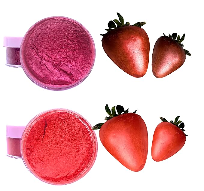 Valentine Edible Luster dust for cake decoration, Red and Burgundy dusting powder,Metallic Food paint 5 grams each food grade 100% edible set