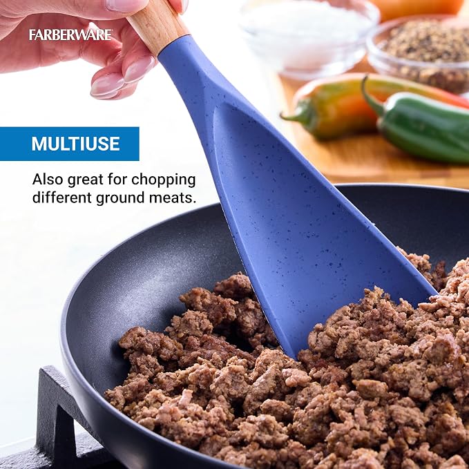 Farberware Multi Tool Scoop Spoonula Versatile Beechwood Kitchen Essential for Lifting, Scraping, and Turning