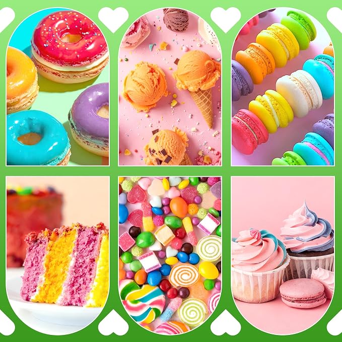 Natural Food Coloring 6 Colors x 10ml, FD&C & Artificial Dye Free Food Coloring Liquid Set, Natural Ingredients Edible Paint for Baking, Cake Decorations, Frosting, Fondant, Stable Color Performance, Easy to Color