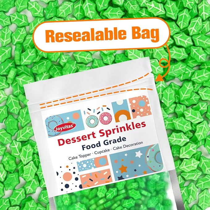 Green Leaf Sprinkles for Cake Decorating, 150g/5.29oz, Edible Green Sugar Sprinkles, Flower Cake Decorations, Cupcake Cookies Topper, Easter Baking Party Spring Supplies