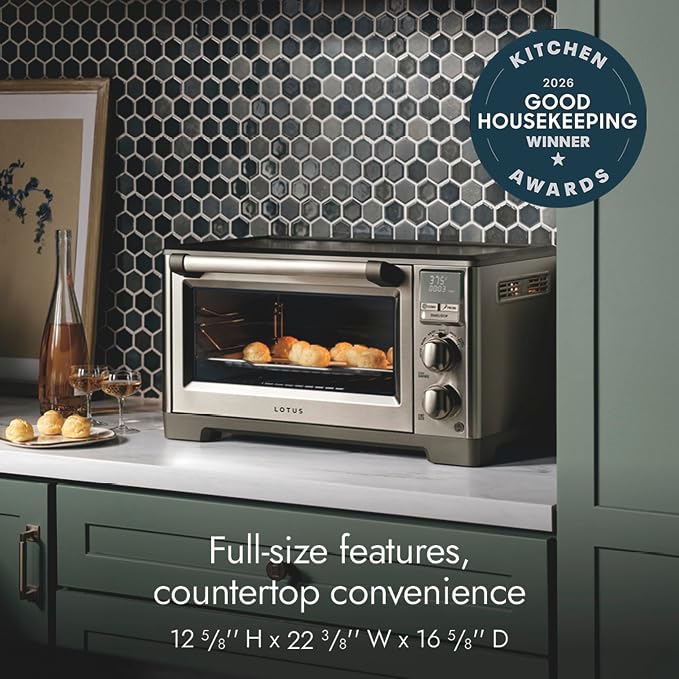 Lotus Air Fry and Convection Oven, Air Fryer Toaster Oven Combo, Countertop Convection Oven, The Perfectionist, 1800 Watts, Stainless Steel, Professional Series, LTSCO500