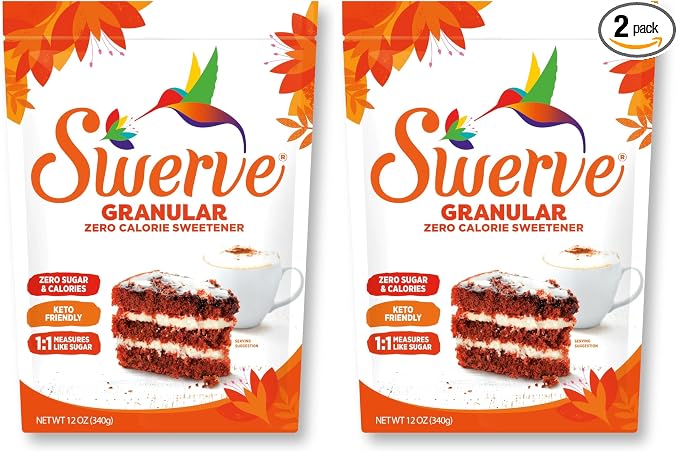 Swerve Ultimate Sugar Replacement Sweetener, Granular Sugar Substitute, Zero Calorie, Keto Friendly, Zero-Sugar, Non-Glycemic, Gluten Free, 12 ounces (Pack of 2)