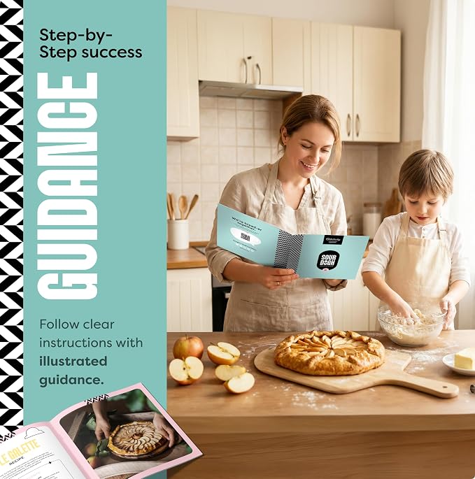 Baketivity Sourdough Apple Galette Kit – Birthday Gift for Kids & Families – Learn Pastry Baking, Apple Science & STEM Cooking Activity – DIY Baking Kit with Step-by-Step Guide