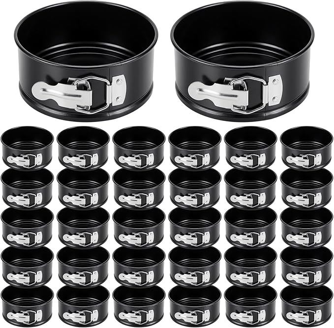 Sunnyray 50 Pcs 4 Inch Springform Pan for Baking Mini Cheesecake Pans with Removable Bottom Nonstick Leakproof Round Cake Mold Spring Form Molds for Mini Cheesecake Pizza and Quiches (Black)