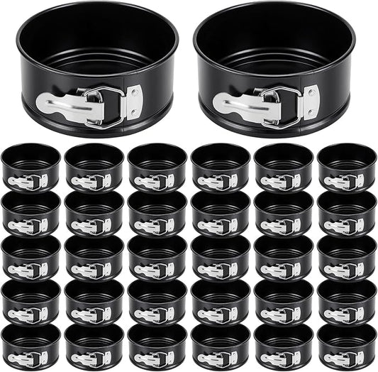 Sunnyray 50 Pcs 4 Inch Springform Pan for Baking Mini Cheesecake Pans with Removable Bottom Nonstick Leakproof Round Cake Mold Spring Form Molds for Mini Cheesecake Pizza and Quiches (Black)