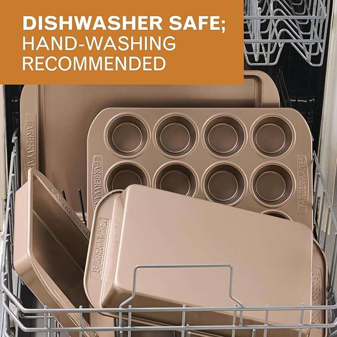 Farberware Bakeware Warp Resistant, Dishwasher Safe, 9-Inch x 13-Inch Rectangular Cake Pan - Mocha