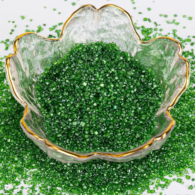 Twisweet Green Sprinkles, Edible Sanding Sugar Crystals for Cake Decorating, Extra Fine Candy Sprinkles for Baking, Cupcake Topping Ice Cream Donut Cookies Decoration, Wedding Party Christmas Supplies (150g/5.3oz)