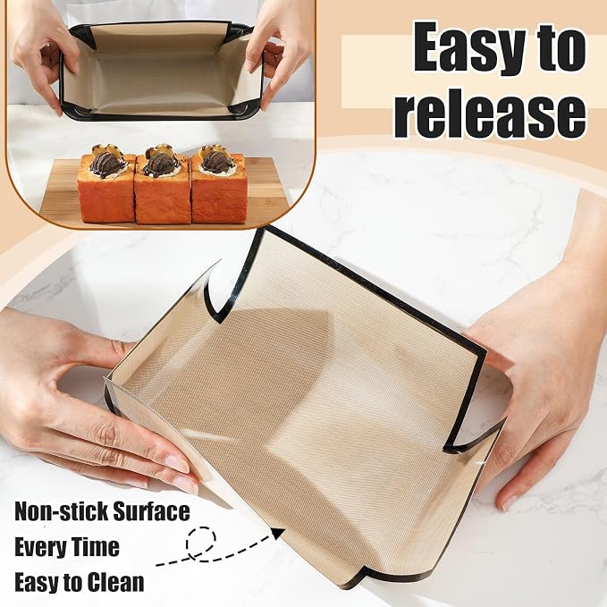 4 Pcs Loaf Pan with Liners Set 9 x 5 Inch Non-stick Bread Pan and Silicone Loaf Liners for Homemade Baking Carbon Steel Rectangular Baking Tray for Kitchen Sourdough Sandwich Home(Black)