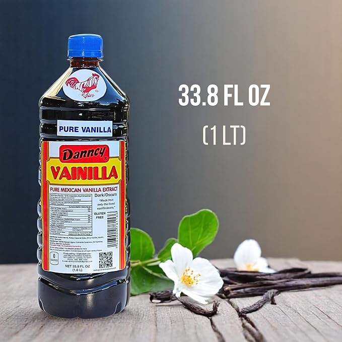 Danncy Vanilla Dark 33.8 fl oz (1 L) – Authentic Mexican Vanilla Flavor for Baking and Desserts