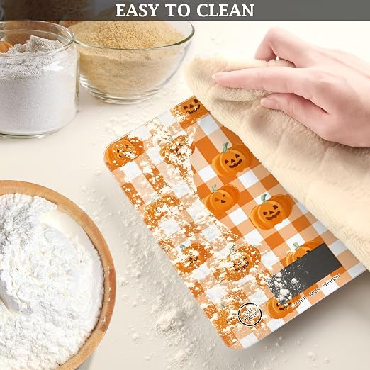Food Scale Kitchen Scale Food Weight Scales Digital Weight Grams and Ounces Small Electronic Food Scale for Baking Cooking Halloween Orange Plaid Pumpkin Heads
