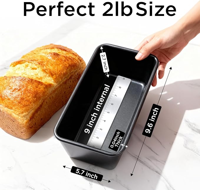 Wrenbury Non Stick Loaf Pan Set, 8 x 4 inch / 9.5 x 5.75 Inch Bread Pan | High Performance 2-Piece 1lb & 2lb Bread Loaf Pan, Nonstick Carbon Steel Bakeware Baking Pan, Set of 2