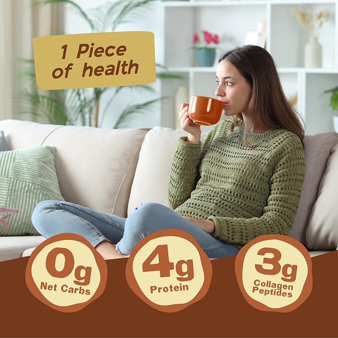 Healthy Cocoa Mix, Delicious Sugar Free Low Cal Hot Chocolate and Coffee Flavoring Powder, Mocha Additive, Gluten Free Diet Drinks, Non-GMO Ingredients, Nut Free Collagen Fiber Blend