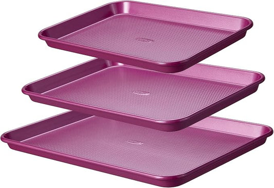 CAROTE 3-Piece Baking Pan Set - Bakeware Set, Baking Sheet Set Including 13 Inch 15 Inch 17 Inch Sheet Pan, Cookie Sheet for Baking, Royal Violet