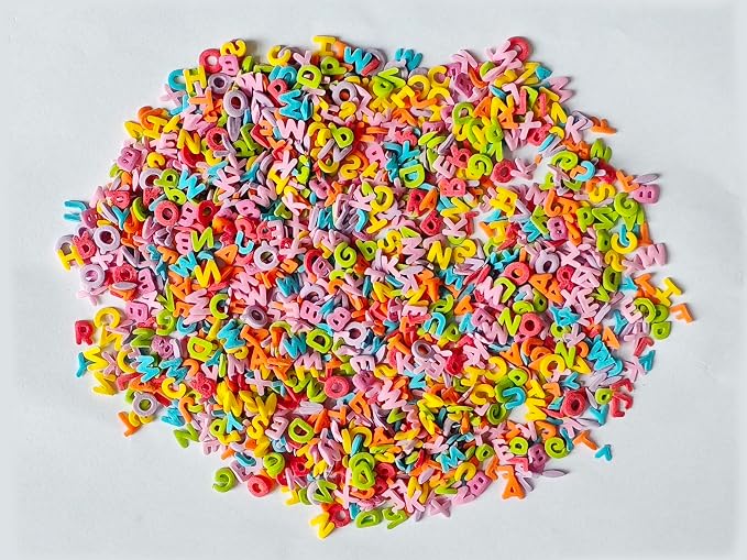 Colorful edible school enrollment Letters Sprinkles- Sugar decoration for the start of school - ABC alphabet figures for cakes and cupcakes Decorating, 3.17oz