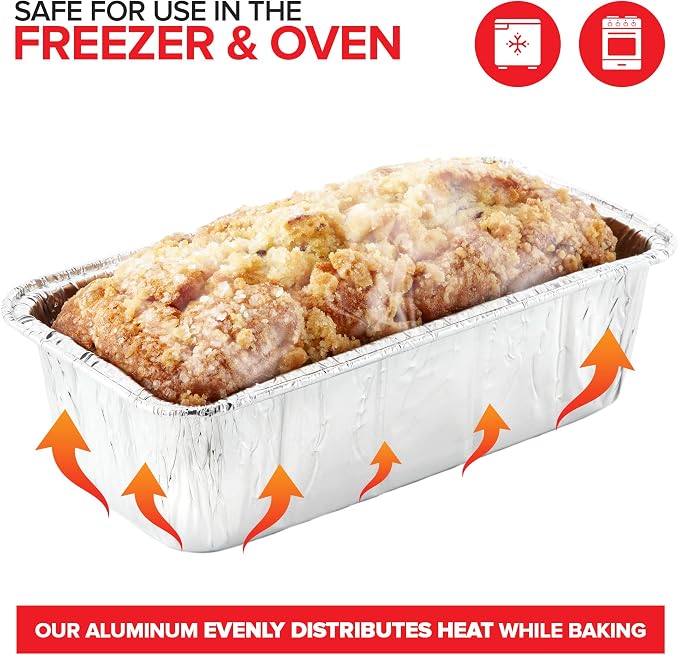 Stock Your Home 2 Lb Aluminum Foil Mini Loaf Pans (50 Pack) Disposable Small Loaf Pan – 2 Pound Baking Tin Liners, Perfect to Bake Cakes, Bread Loaves, and Meat - 8.5 x 4.5 x 2.5
