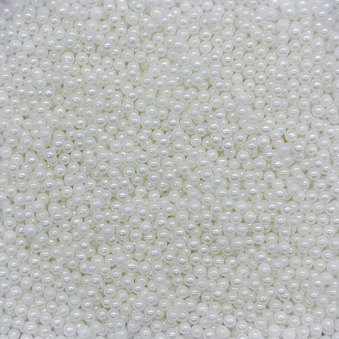 Dynastang 4mm White Pearls Sprinkles Edible Pearls Cake Decorating Stars Cake Decorations Cupcake Toppers Cookie Decorating Perfect for Cakes, Cupcakes, Desserts Toppings 3OZ