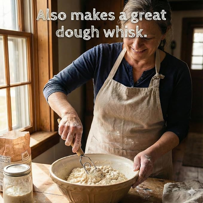 Sourdough Starter Stirring Hook and Danish Dough Whisk | Small Size to Fit in Jars | Improve the Mixing Standard Of Your Starter For Better Baking Results | New England Sourdough Starter Co.