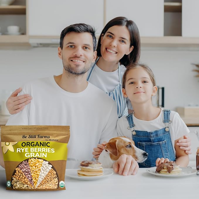 Be Still Farms Organic Rye Berries Bulk (5.8 lb) - Whole Rye Grain Seeds - Kernels Great for Flour, Bread, Cereal - High in Fiber & Protein | USA Grown | USDA Certified | Vegan | Non-GMO