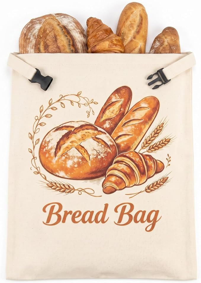 Beeswax Bread Bags for Sourdough,Reusable Organic Linen Cotton Bread Storage Bag with Removable Wax Liner – Easy Clean & Keeps Homemade Bread Fresh (style-B)