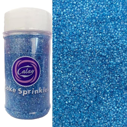 Sentovac Blue Sanding Sugar for Baking Edible Sparkling Coarse Sugar Crystals Sprinkles for Baking Topping Cake Cookie Cupcake Topper Ice Cream Decoration Supplies 3.2 OZ