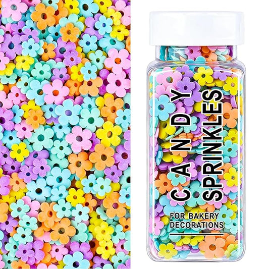 Flower Sprinkles, Spring Sprinkles Edible Flowers for Cake Decorating, Mix Sizes Confetti Baking Sugar for Cupcake, Cookie, Donut Dessert Decoration, Wedding Party Chirstmas Supplies