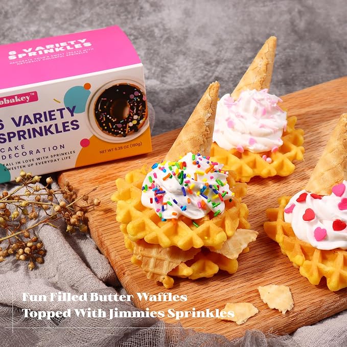 Valentine Sprinkles for Cake Decorating 6 Packs Red Heart Rainbow Jimmies Sprinkles Sugar Candy Sprinkles for Baking Cookies Ice Cream Cupcake Topper Birthday Party Anniversary Celebration