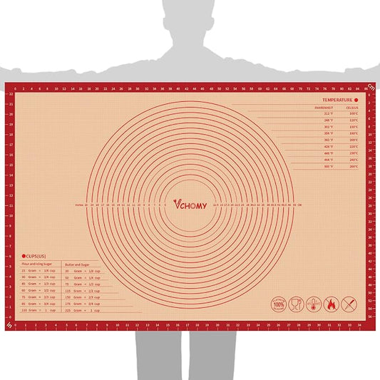 Extra Large Silicone Pastry Mat for Counter Rolling Dough,36x24 Inch,0.75mm Thick,Non Slip Silicone Baking Mat with Measurement(36 x 24 In,Red)