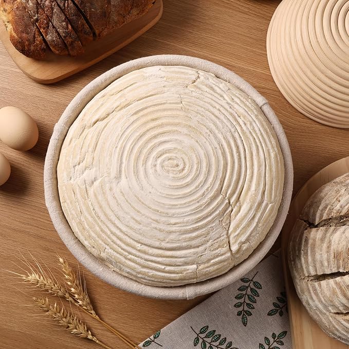 Banneton Bread Proofing Basket Set of 4PCS 6 Inch Mini Round Sourdough Dough Proofing Bowls for Sour Dough Bread Baking Supplies, Small Banneton Proofing Basket for Home Sourdough Bakers