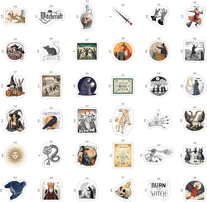 100Pcs Medieval Witch Stickers, Witchy Decals for Water Bottles - Goblincore, Magical, Dark Fantasy & Occult Stickers - Witch Party Decorations & Favors, Witchy Stuff & Gifts