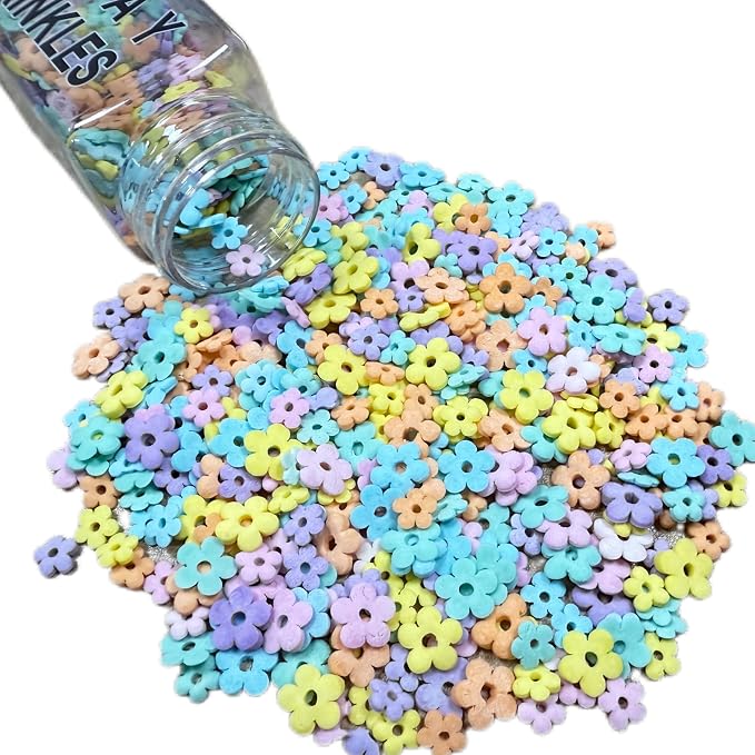 Sentovac Edible Small Flowers Sprinkles for Decorating | Edible Cake Cupcake Topper Decorations |1 Bottle 2.47oz/ 70g | Cake Cupcakes and Ice Cream Topper Decorations