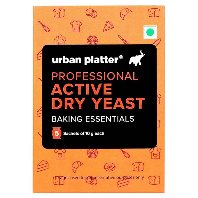 Urban Platter Active Dry Yeast | 1.76 Oz/50g (5 x 10g Packets) | Fast Rising Yeast | Gluten-Free | Long Shelf Life | Ideal for Bread, Pizza Dough, Cakes & Baking