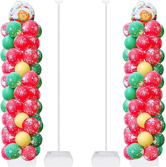 2 Set Balloon Column Stand Kit for Floor, VETOGETHER 2024 Updated Balloon Tower Stand Kit with Base, Adjustable Metal Balloon Stand Kit for Party Decoration