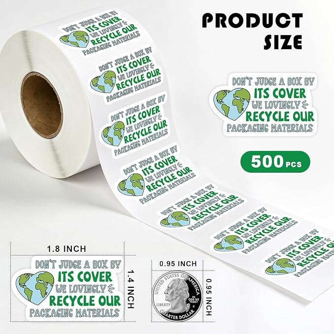 500Pcs Cute Small Business Stickers Lable, Funny Packaging, Thank You Package Sticker, Recycle Recycling Sticker, Reused Box, Mail Envelopes Shipping Stickers