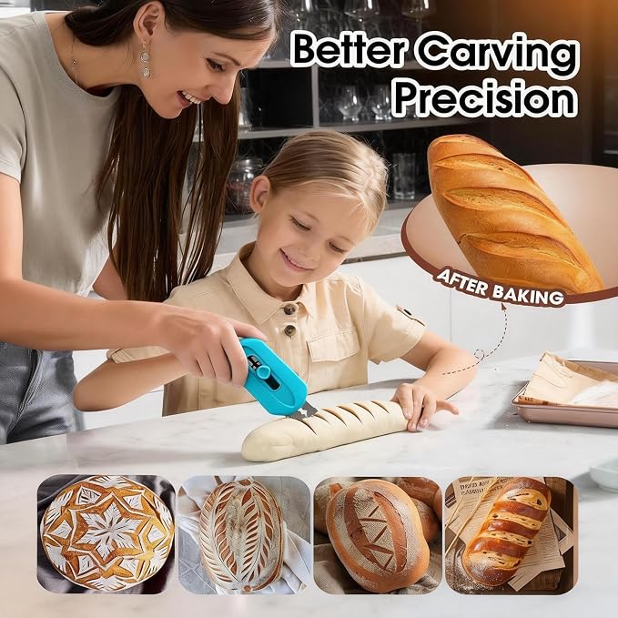 5th Generation Magnetic Bread Lame Blue, Sourdough Scoring Tool, Professional Bread Scoring Knife for Homemade Sourdough Bread, Bread Baking Supplies with 5 Replacement Razor Blades, 1 Pack