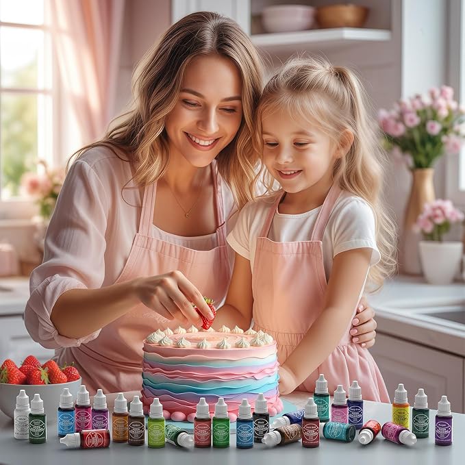 Food Coloring for Baking - Cherrysea 26x10ml Vibrant Cake Coloring Liquid Set for Dessert Decorating Food Dye for Icing,Fondant,Cookies,Easter Egg,Making DIY Supplies Kit- 0.35 Fl. oz/Bottles