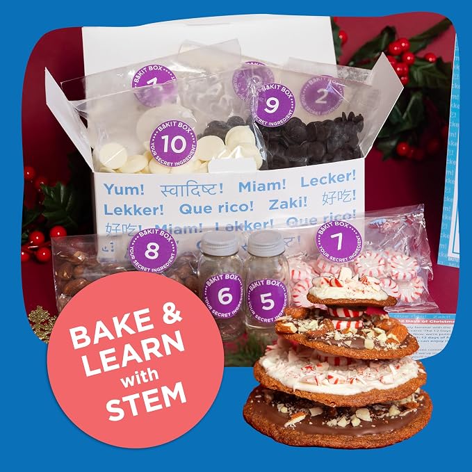 BāKIT Box Holiday Peppermint Trees Kit for Kids | DIY Christmas Cookie Decorating Kit | Fun Gingerbread House Alternative, Great Gift for Boys and Girls