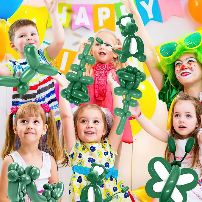 260 Balloons, 50pcs Dark Green Long Balloons for Arch, Animals Kit, Twisting