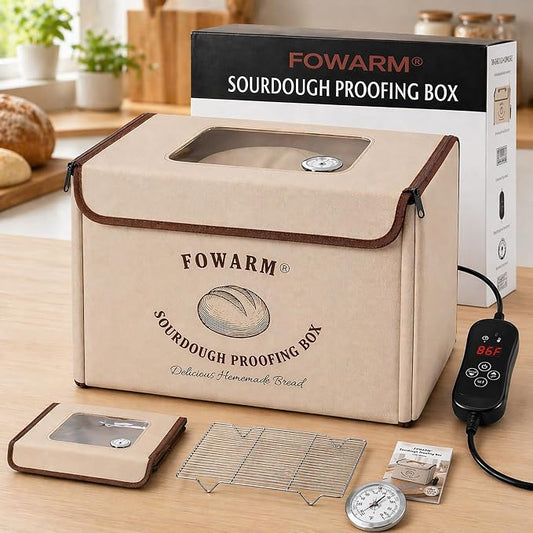 Folding Bread Proofing Box Dough Proofer Sourdough Starter Warmer with 32–108℉ Precision Temperature Control 24H Timer 3-Sided Heating Humidity Monitor 15.7×11.8×11.8in 65W