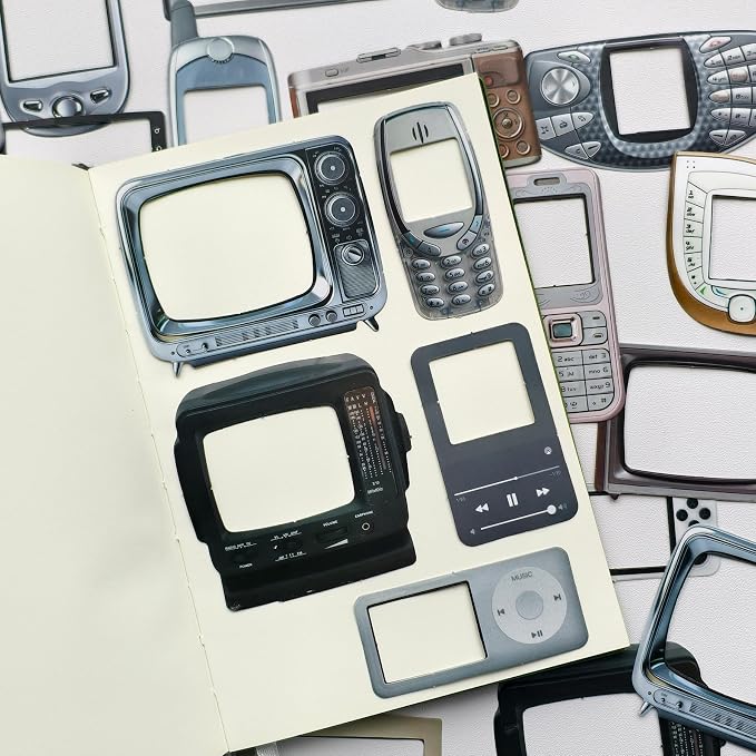 100 Pcs Y2K Retro Tech Stickers with DIY Blank Screens - Vintage Electronics Decals for Scrapbooking, Bullet Journaling, Laptops & Phone Cases