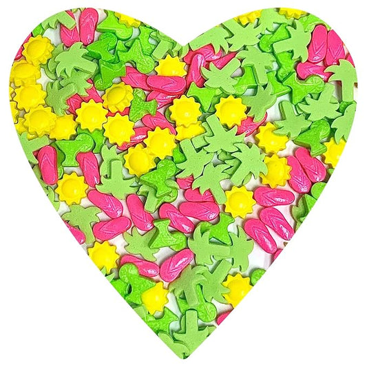 COOL MOM SPRINKLES Toes In The Sand Sprinkles (4 oz.) – Sandal, Sun, Palm Tree Sprinkles for Decorating Summer Cakes, Cupcakes, Cookies & Desserts – Mixed in the USA/Gluten-Free