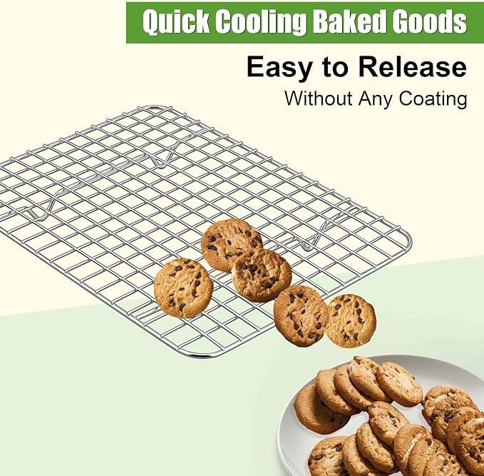 Homikit 4 Pack Cooling Rack Set, 12" x 9" Stainless Steel Baking Rack for Bacon Bread Pizza, Metal Wire Oven Racks for Cooking Roasting Fit Quarter Sheet Pan, Rust Free & Dishwasher Safe