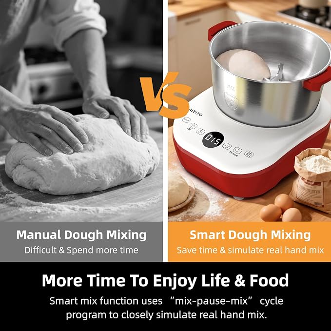 AIZIYO DoughChief, 7.4QT Dough Mixer, Dough Maker with Ferment Function, Bread Maker with 304 Stainless Steel Bowl, Removeable lid, Touch Panel Control, Proofing Box for Pizza & Bread