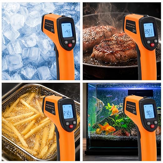Digital Infrared Thermometer Gun for Cooking,BBQ,Pizza Oven, Infrared Thermometer Laser with Backlight,-58℉~712℉(-50℃~380℃) Handheld Non Contact Heat Laser Temperature Gun (Not for Human)