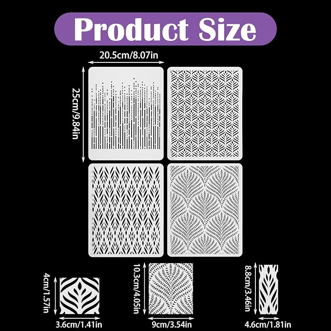 4 Pcs Cake Stencils for Buttercream,10x8 Inch Floral Cake Decorating Stencils Fine Hollow Lace Side Baking Mesh Stencil Tool, Reusable Templates for Wedding Dessert DIY Baking Decor