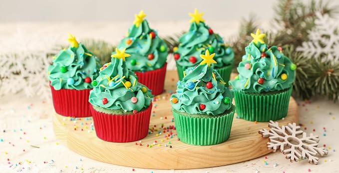 Mini Muffin Liners 500 pcs Red&Green Mini Cupcake Liners,Food&Grade,Greaseproof Paper Baking Cups, for Christmas/Halloween Party by GoldenBakeryFamily