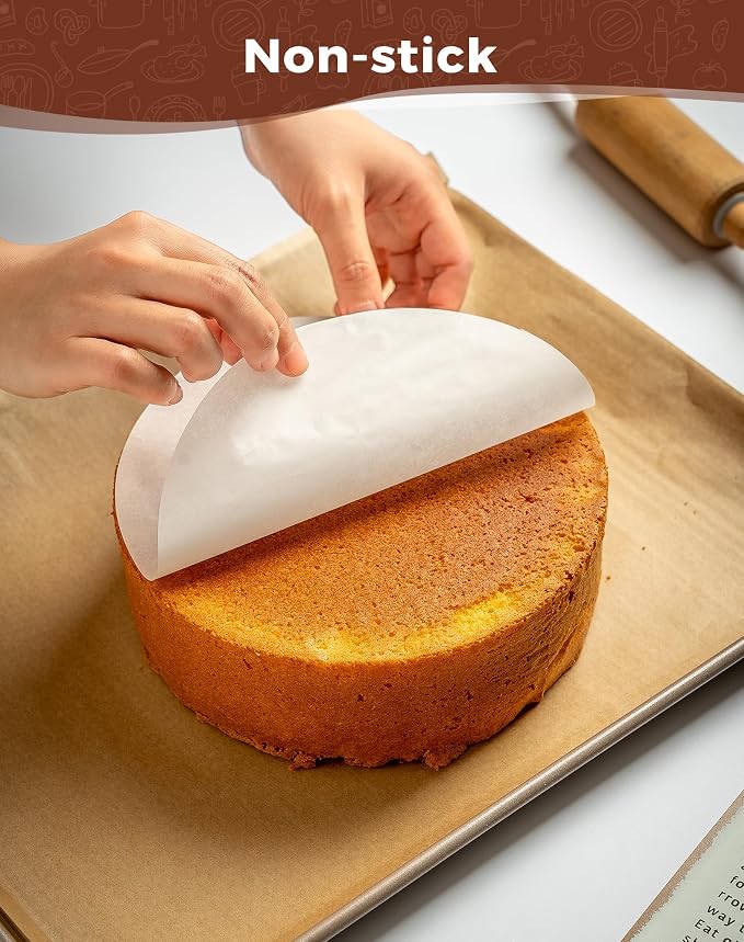8 Inches Round Parchment Paper 120 Pcs, Heavy Duty Non-Stick Parchment Circles for Baking, Cake Pan, Springform Tin, Air Fryer, Toaster Oven & Microwave